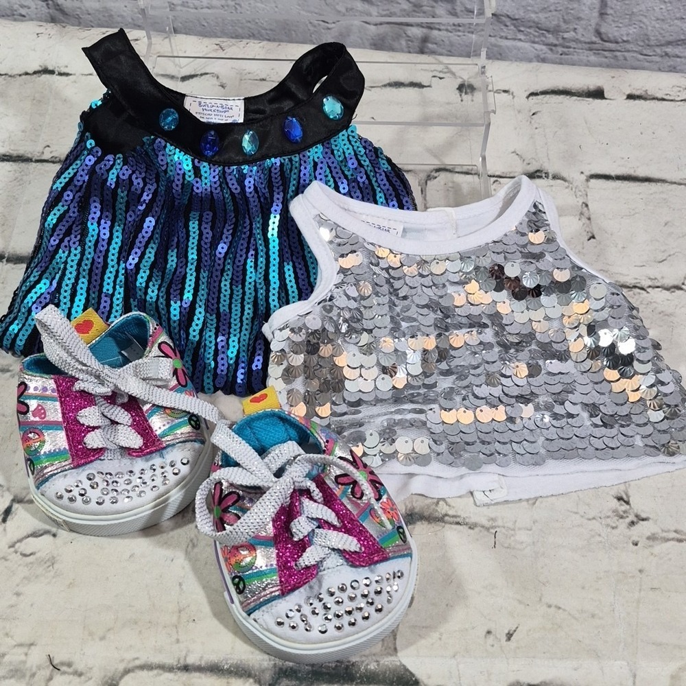 Build A Bear Clothing Lot Sketchers‎ Twinkle Toes Shoes Sequined Sparkle Tops